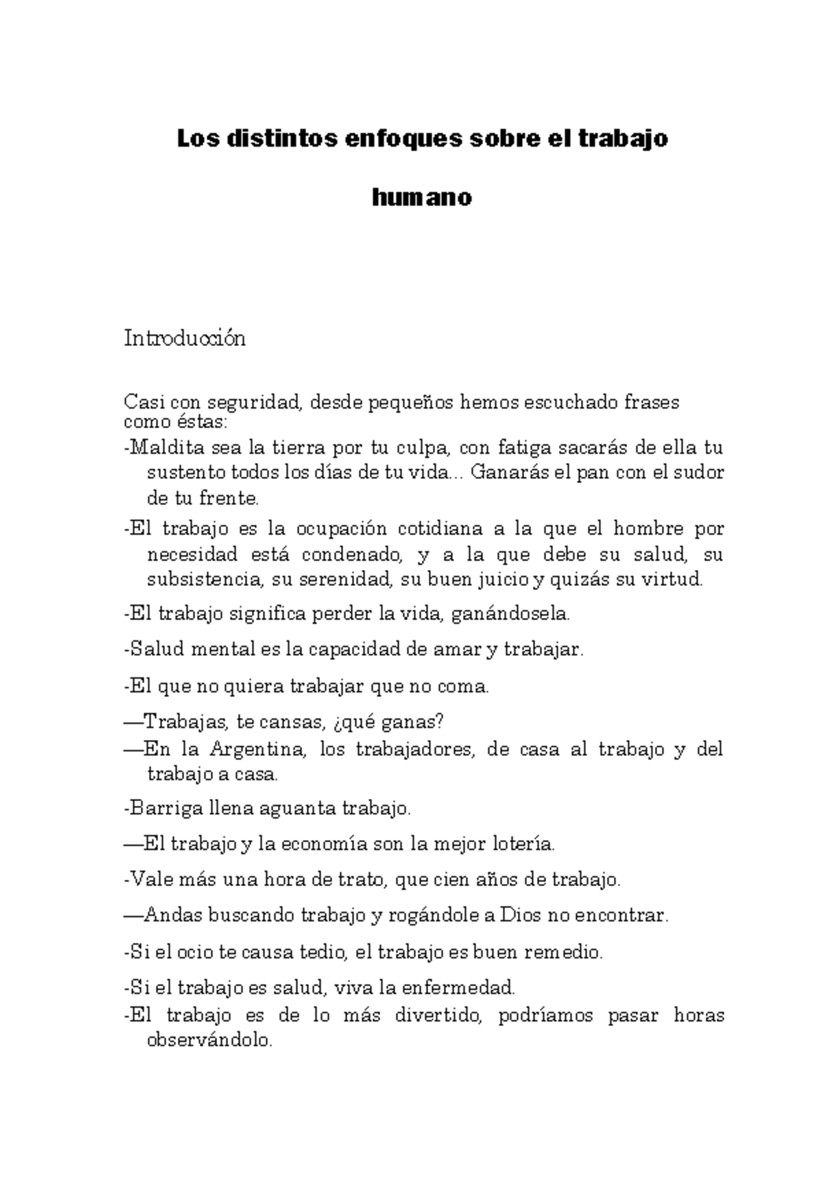 Enfoques Psicológicos sobre el Trabajo Humano y su Significado - Document Preview