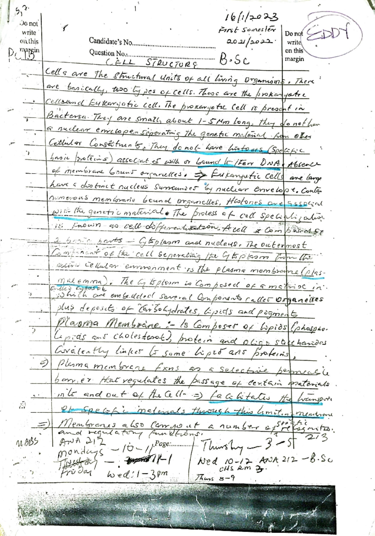 Cell Structure - EDDY B.Sc Lecture Notes - Studocu