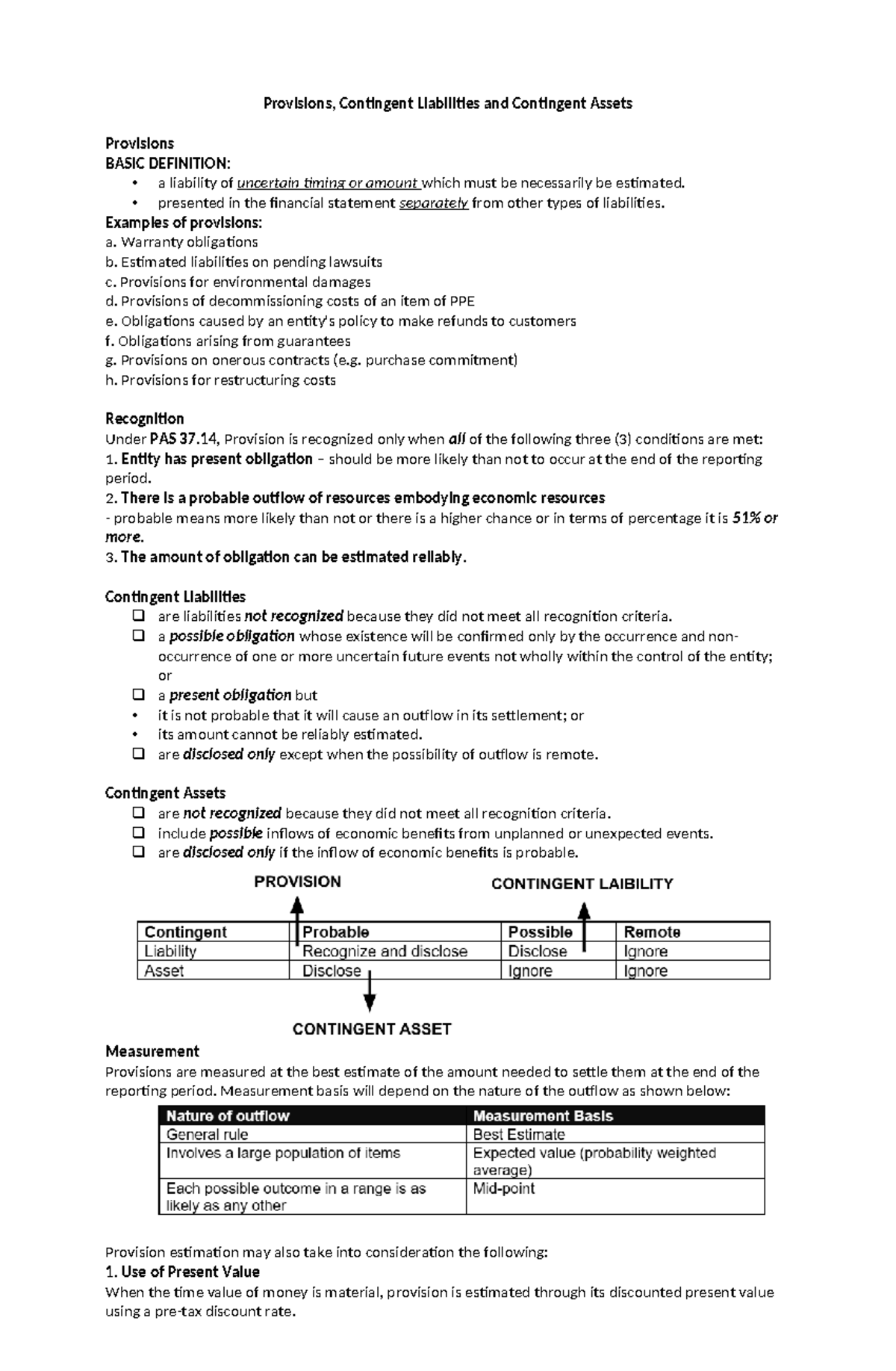 Acctg 202 provisions - jst read] - Provisions, Contingent Liabilities ...