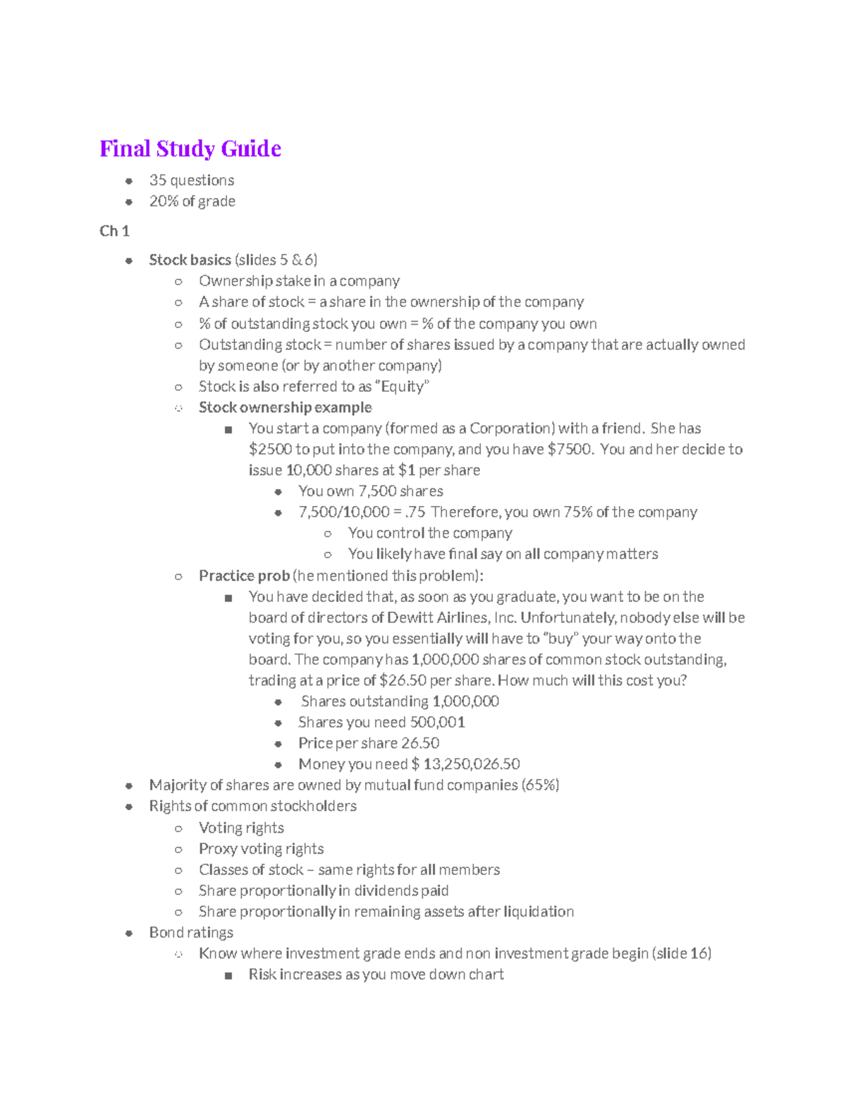 FI 311 Final Exam Comprehensive Study Guide and Key Concepts - Studocu