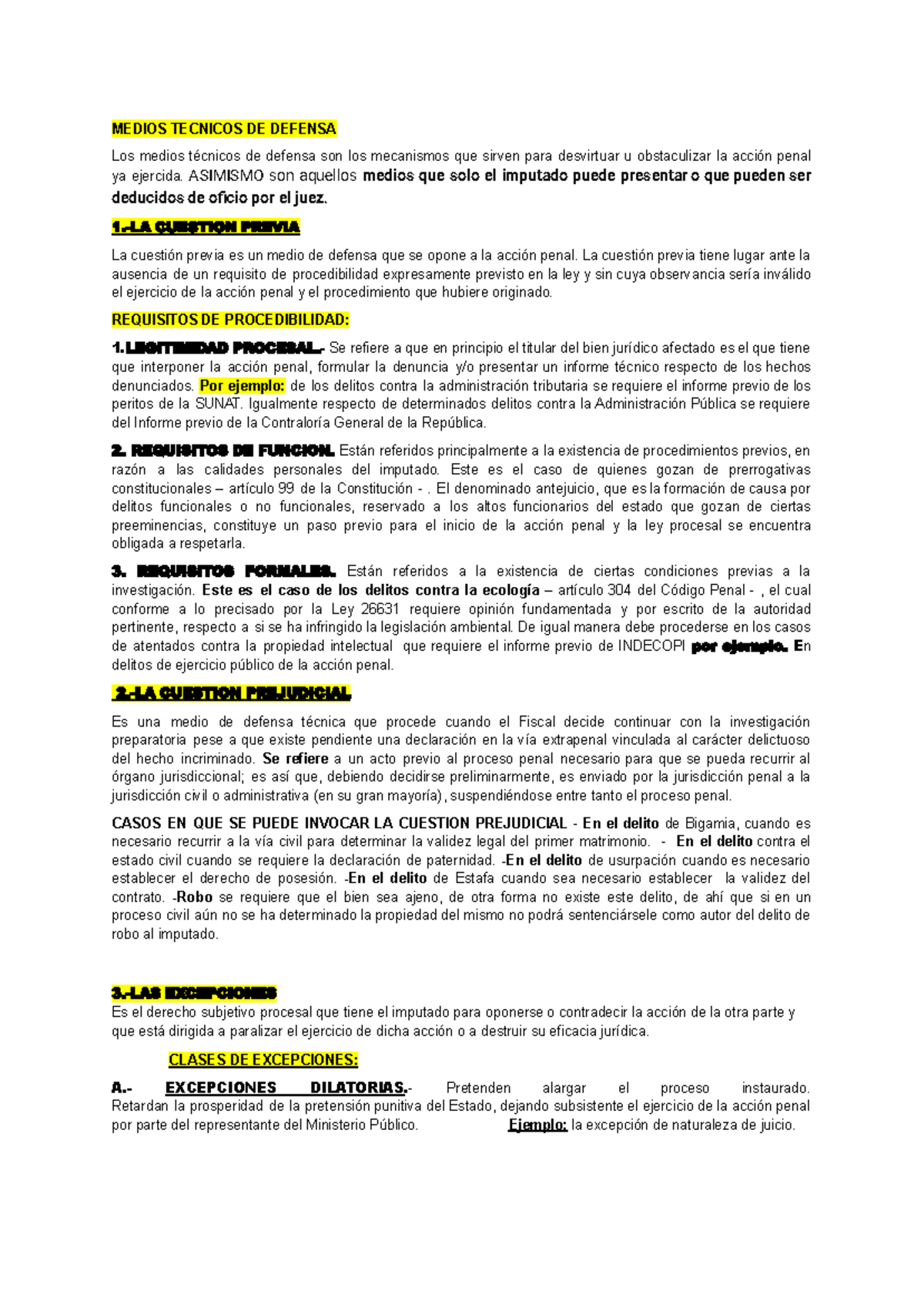 Medios Técnicos de Defensa en Proceso Penal - Análisis y Clases - Studocu