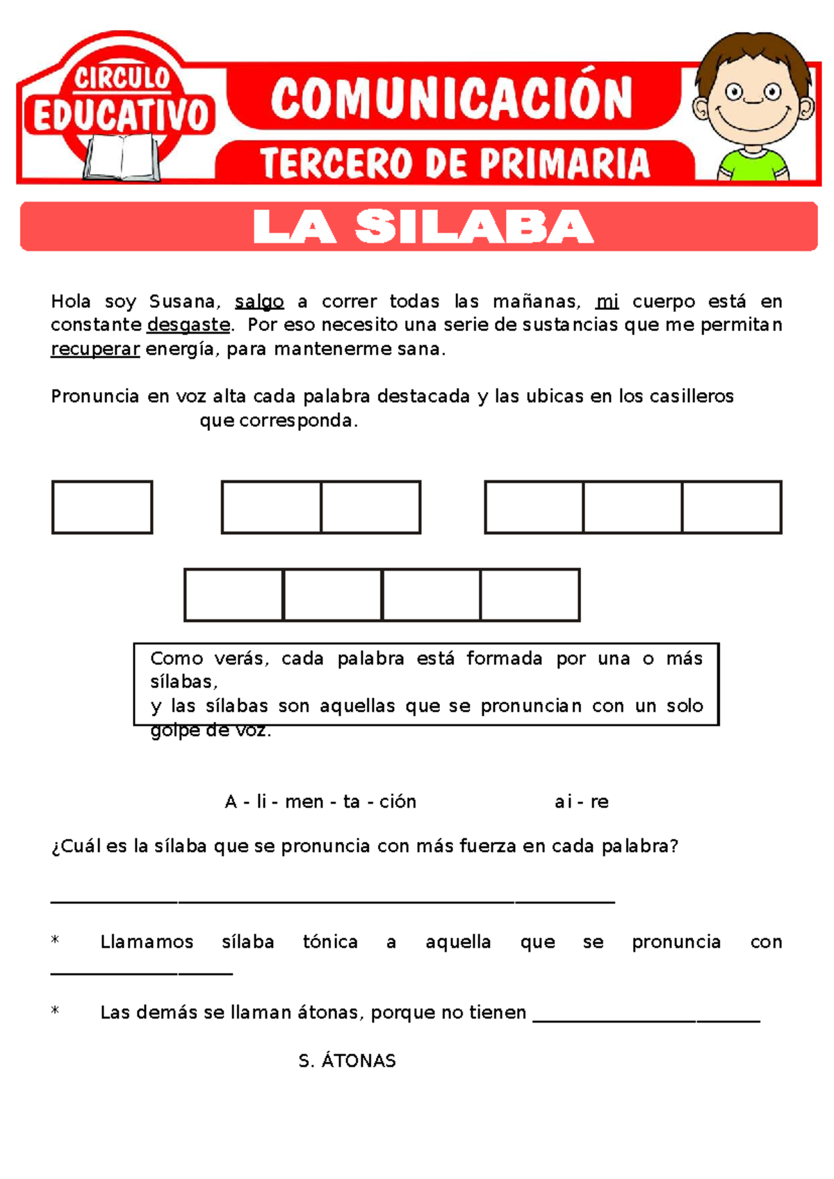 La Sílaba: Actividades de Silabeo para 3er Grado - Studocu