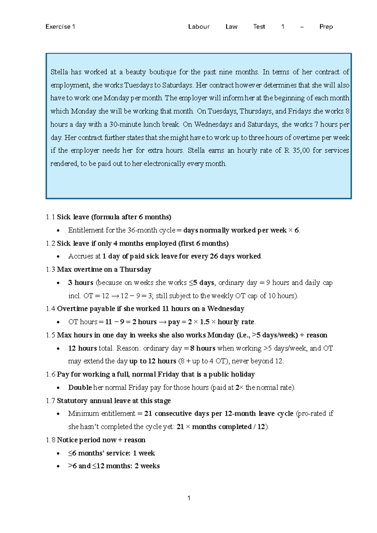 Labour Law Test 1 Prep: Key Concepts and Case Analysis - Studocu