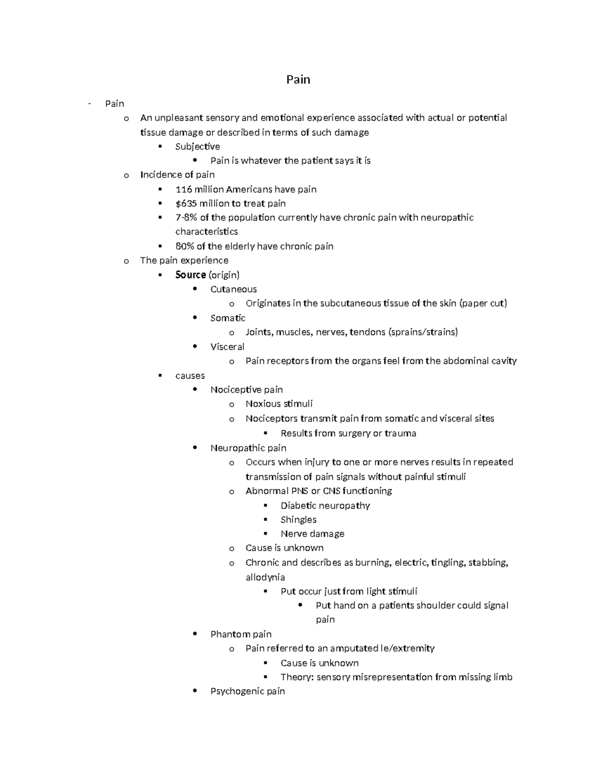 Study Guide for Exam 3: Understanding Pain and Its Management - Studocu