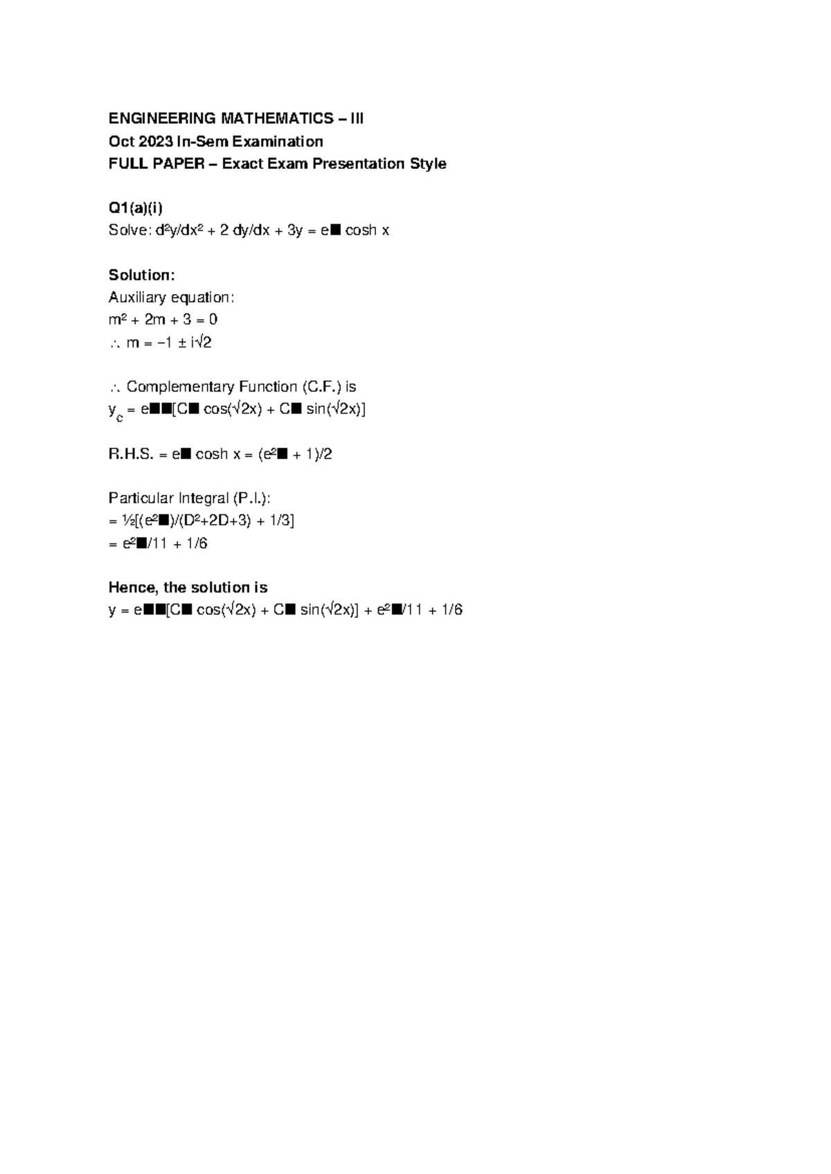 EM3 Oct 2023 Engineering Mathematics Final Exam Full Paper - Studocu