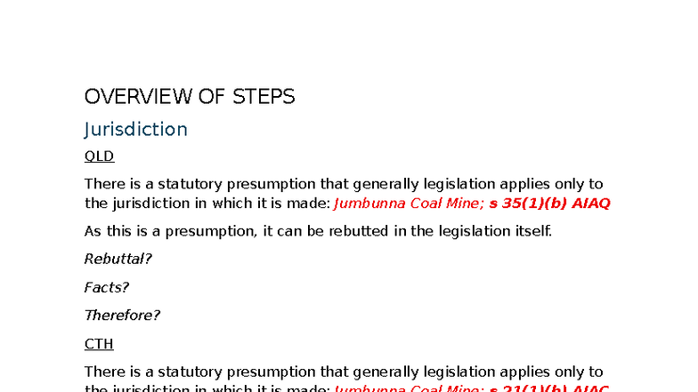Overview of Steps in Statutory Interpretation LLB107 - Studocu