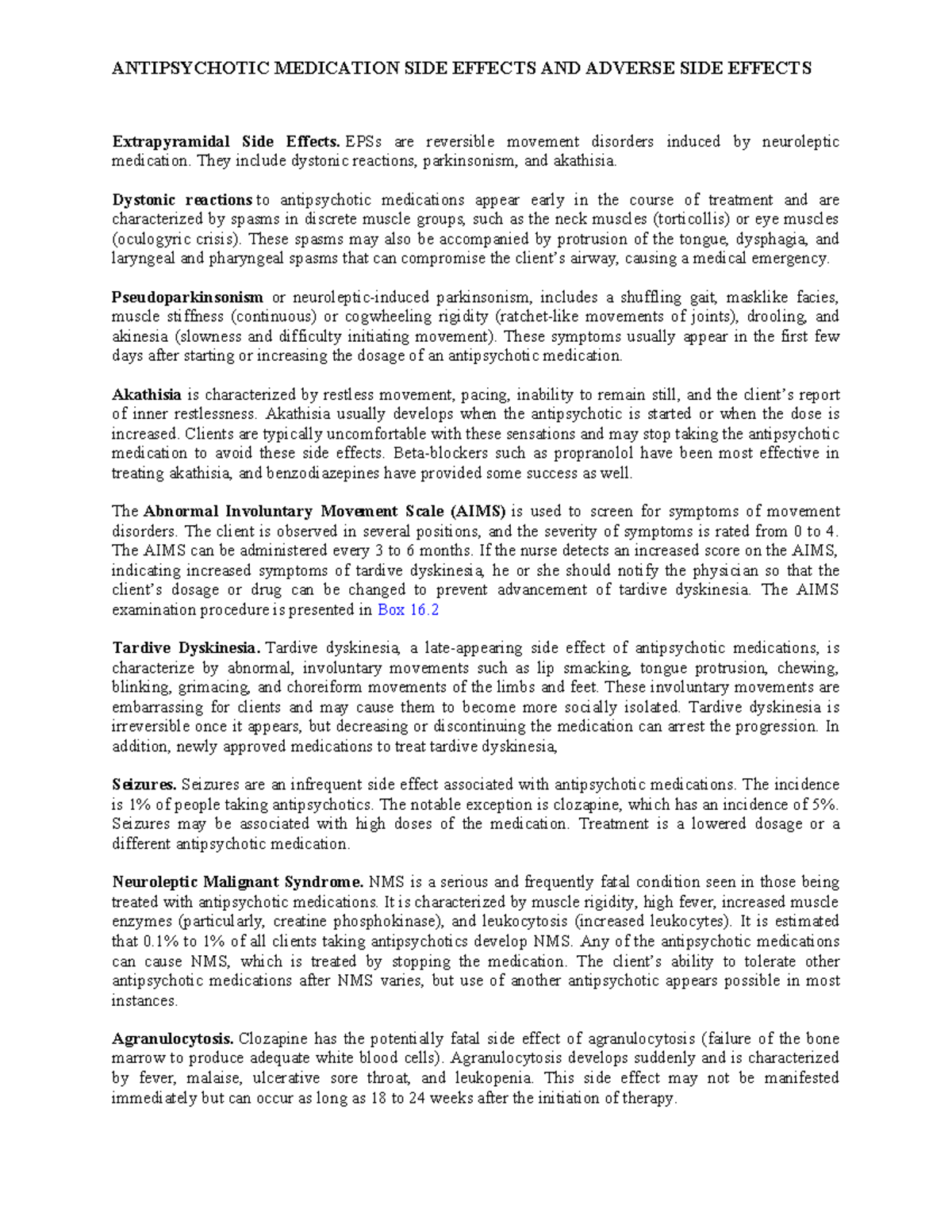 Anti-psychotic Side Effects and Adverse Side Effects - ANTIPSYCHOTIC ...