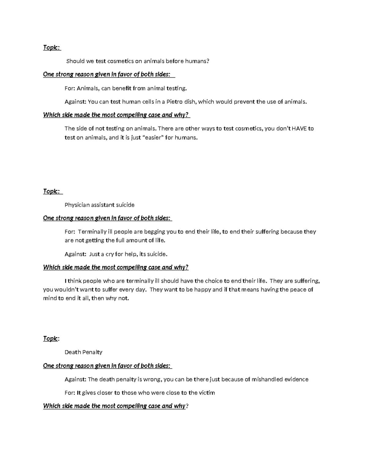 Debate outline - Moral Reasoning - For: Theme 1: Uniforms will stop ...