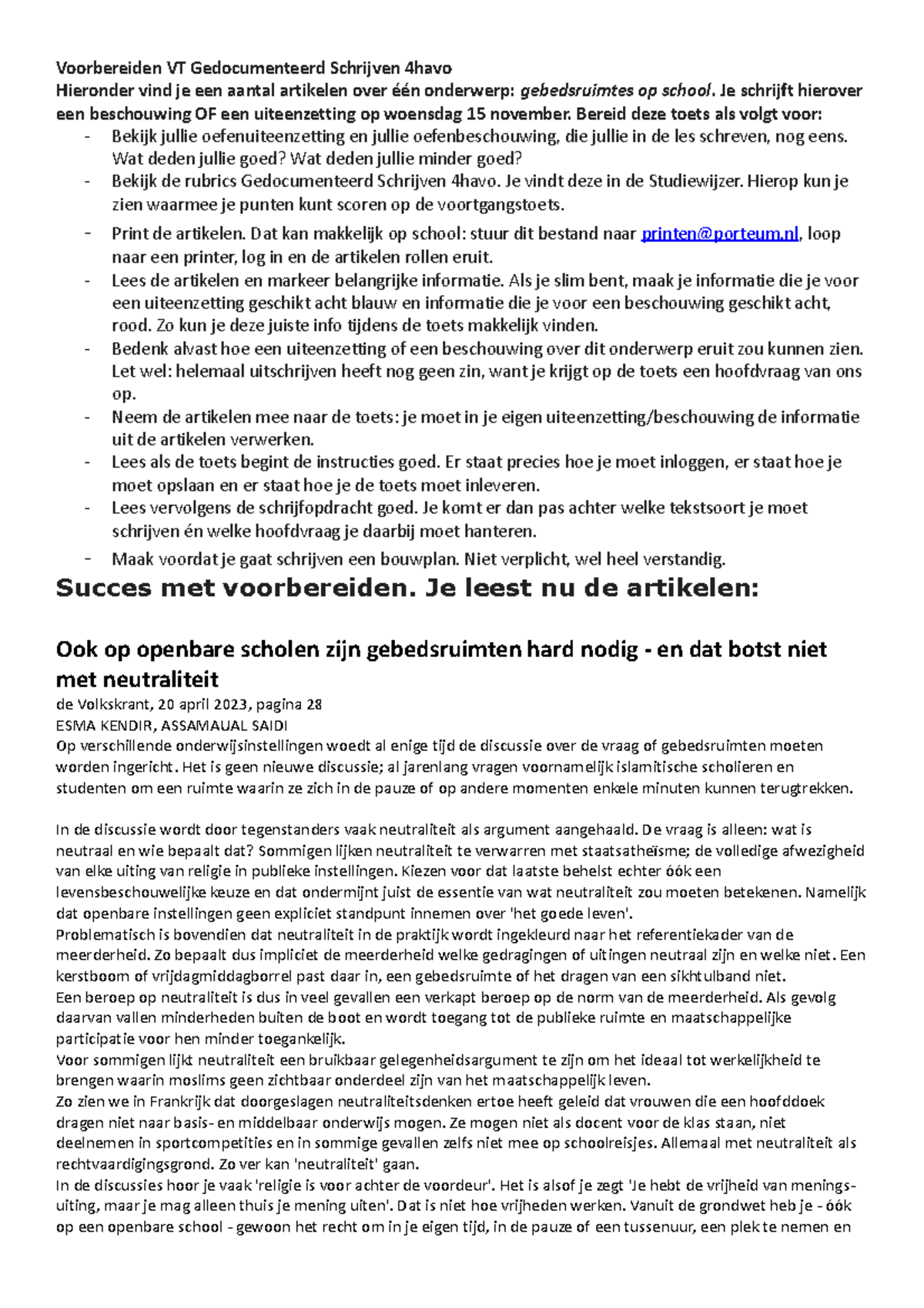Gebedsruimtes op School: Voorbereiding op Toets Gedocumenteerd ...