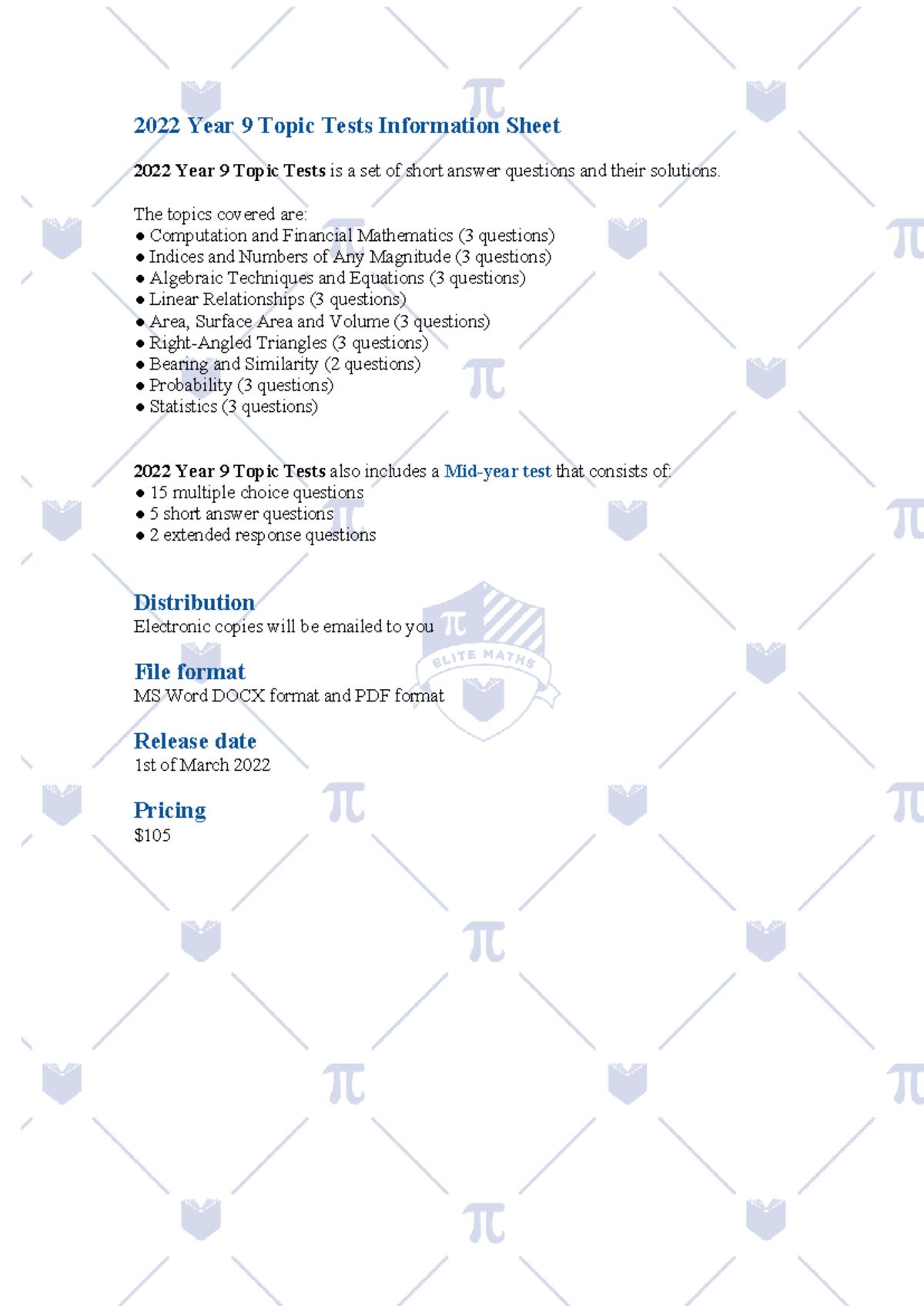 2022 Year 9 Mathematics Topic Tests Overview and Solutions - Studocu