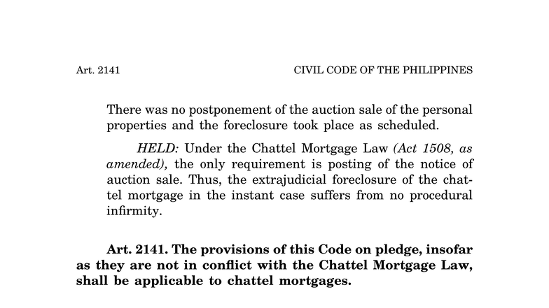 Art. 2141 CIVIL CODE OF THE PHILIPPINES: Chattel Mortgage Insights ...