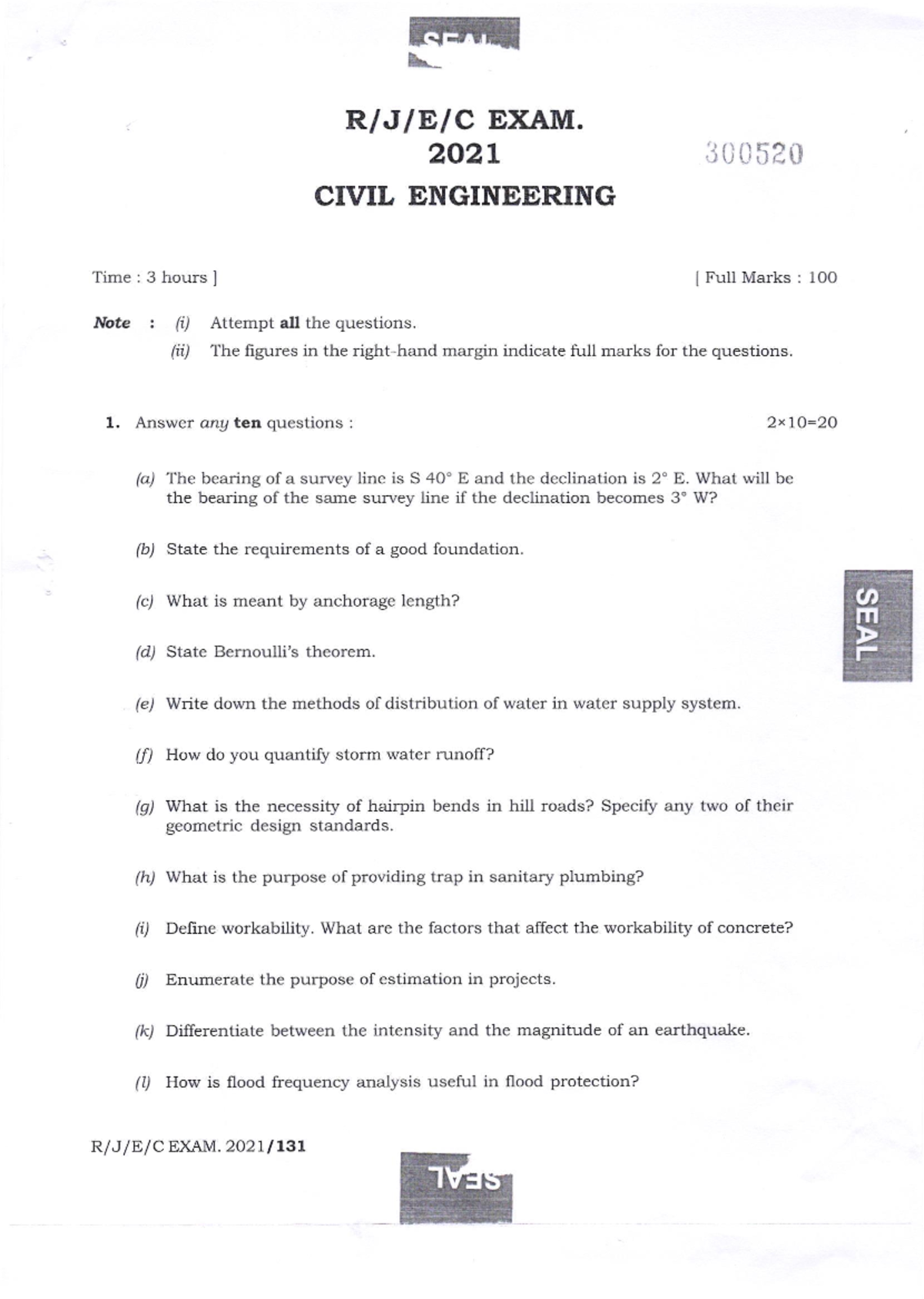 CE 300: Full Marks Exam Notes for Civil Engineering 2021 - Studocu