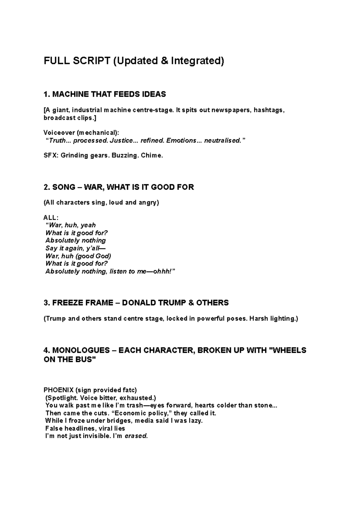 MACHINE THAT FEEDS IDEAS: FULL SCRIPT (Updated & Integrated) - Studocu