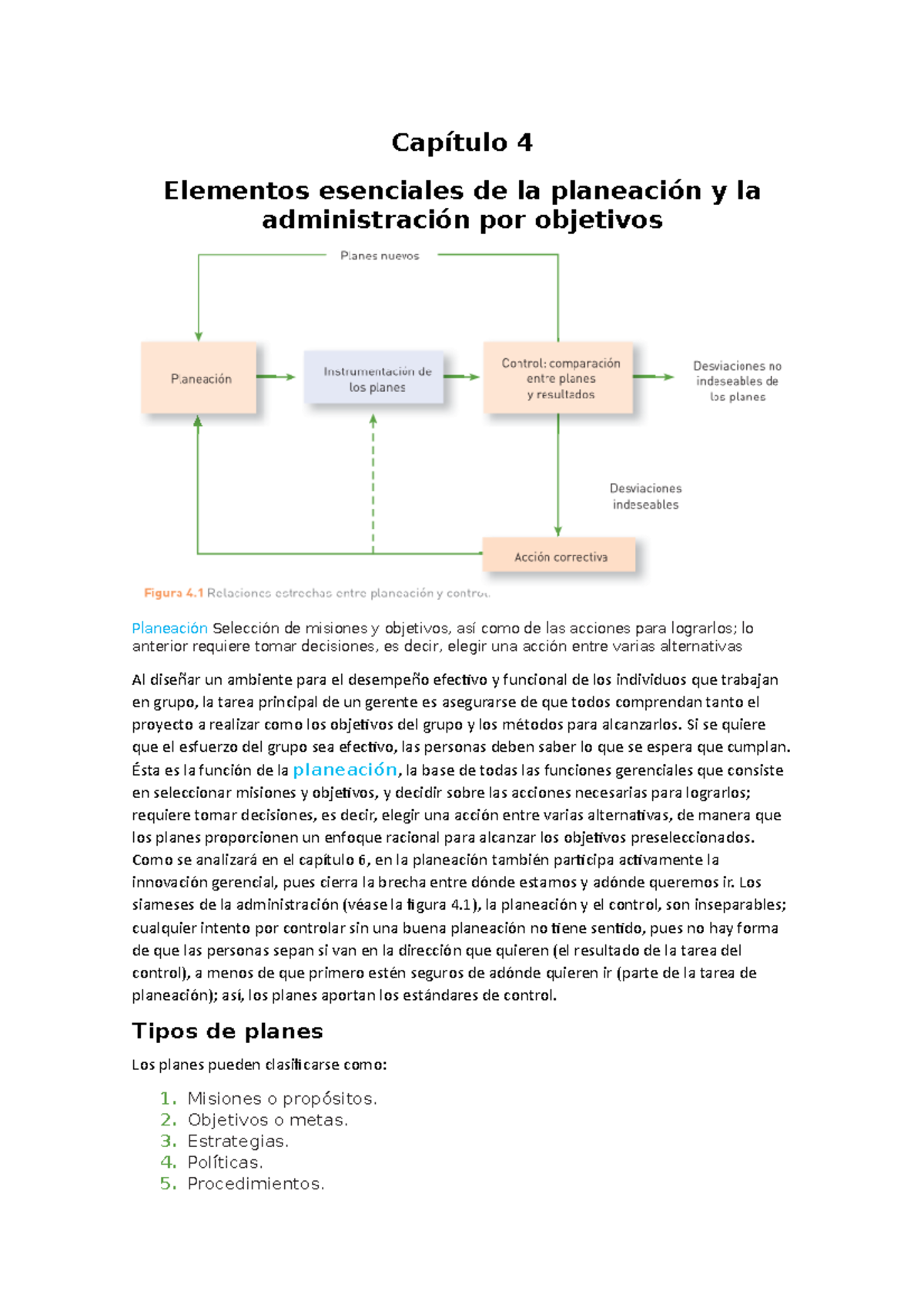 2.1 Tipos de planes - Capítulo 4 Elementos esenciales de la planeación ...