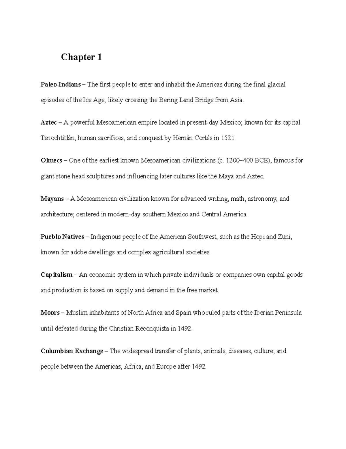 History Study Guide: Key Concepts from Chapters 1 & 2 - Studocu
