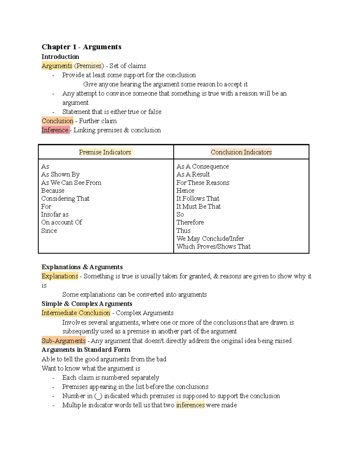 PHI 1101 - Lecture Notes on Arguments & Deductive Validity - Studocu