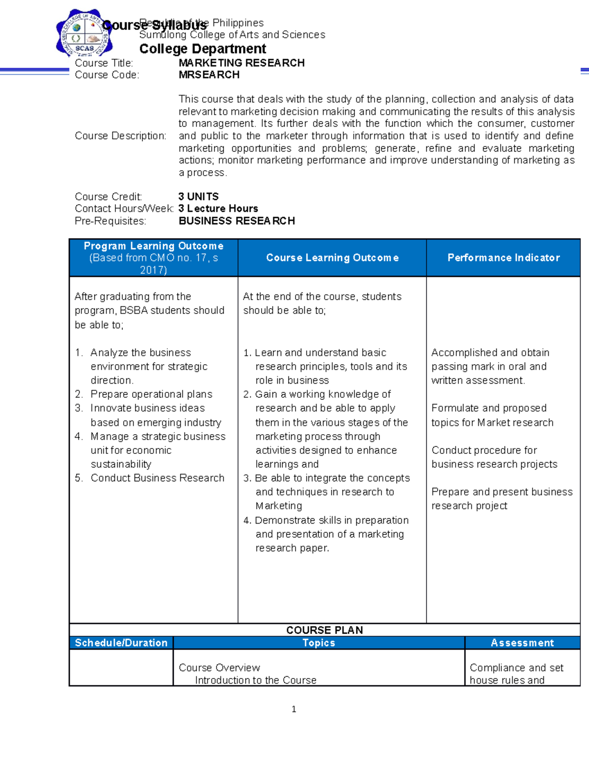 Syllabus for MRSEARCH: Comprehensive Guide to Marketing Research - Studocu