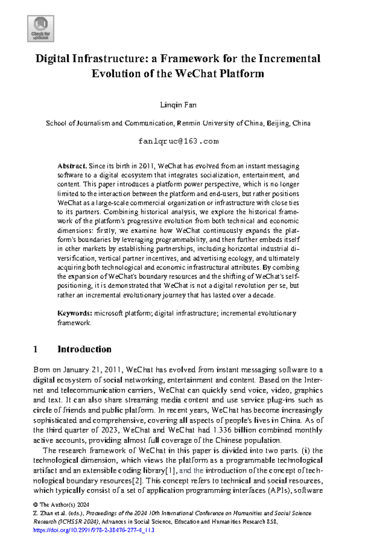 Digital Infrastructure: Incremental Evolution of WeChat (126003014 ...