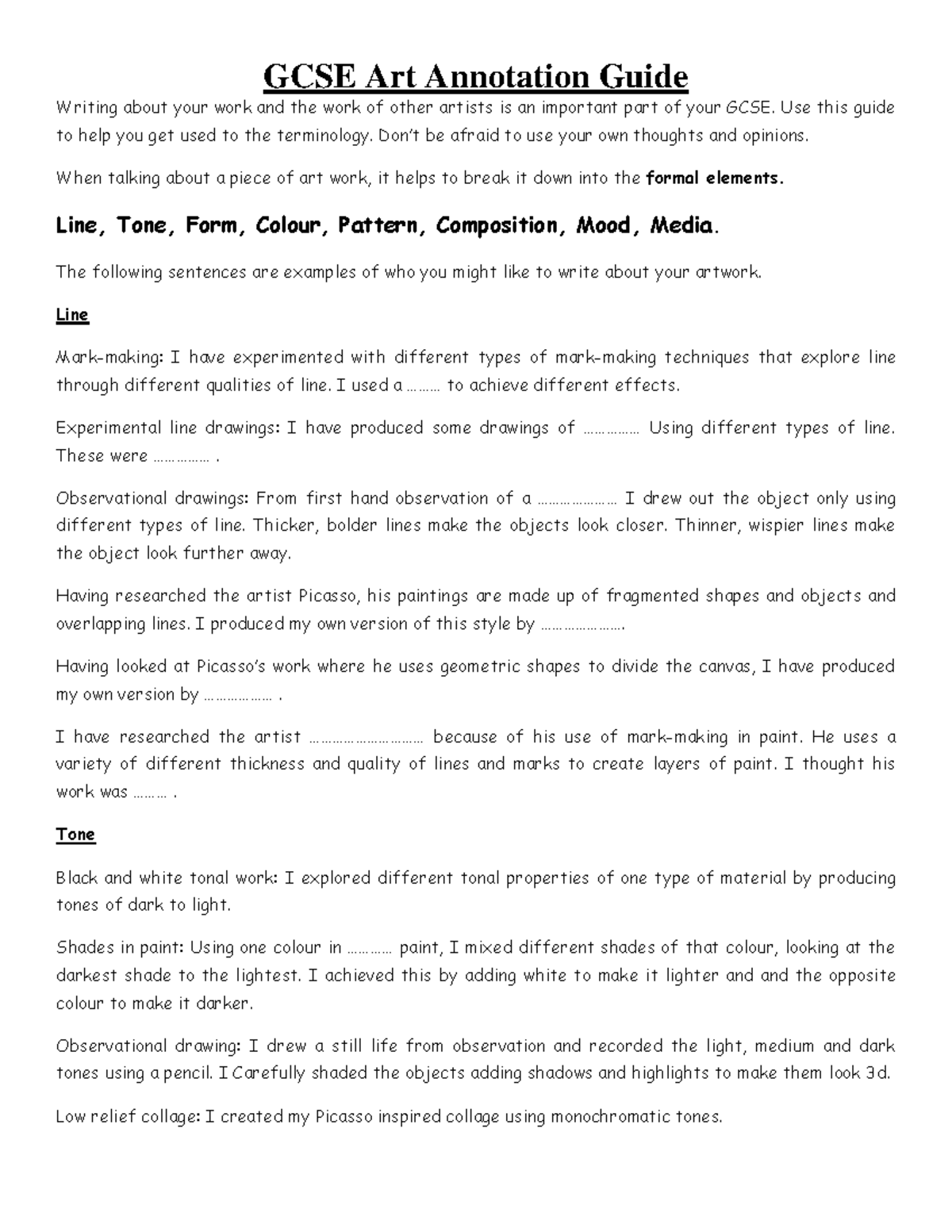 1434012949-GCSE Art Annotation Guide: Improve Your Skills - Studocu