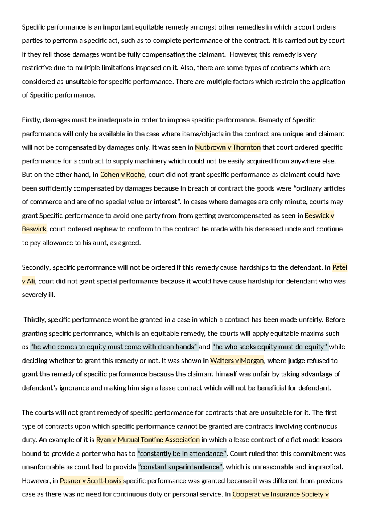 Specific Performance: Key Notes on Equitable Remedy and Limitations ...