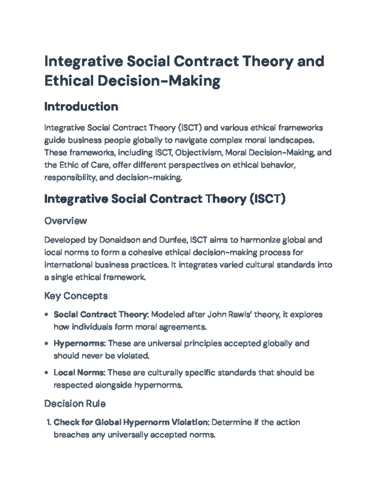 Integrative Social Contract Theory and Ethical Decision-Making Analysis ...