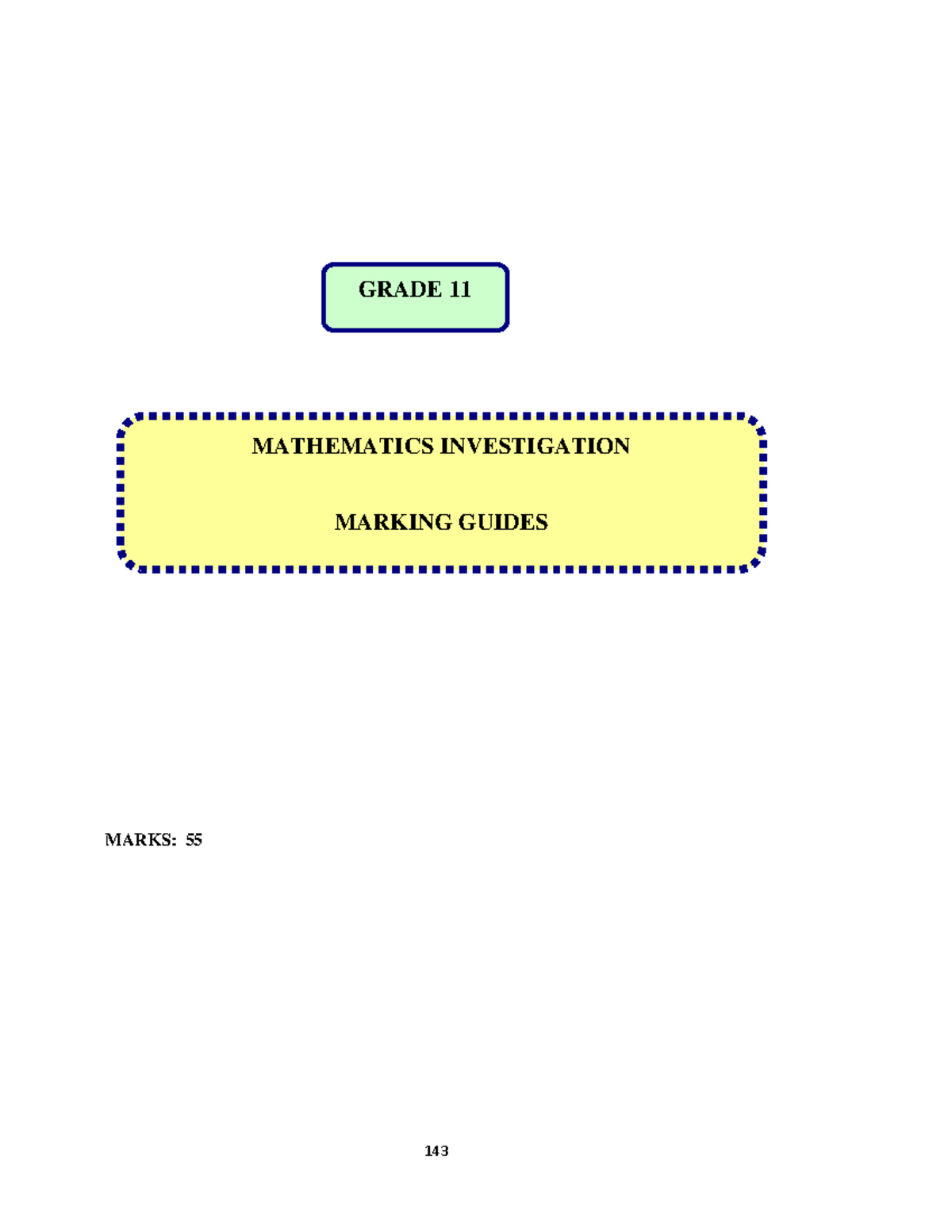 Mathematics Investigation Marking Guide - Grade 11 June Exam 2012 - Studocu