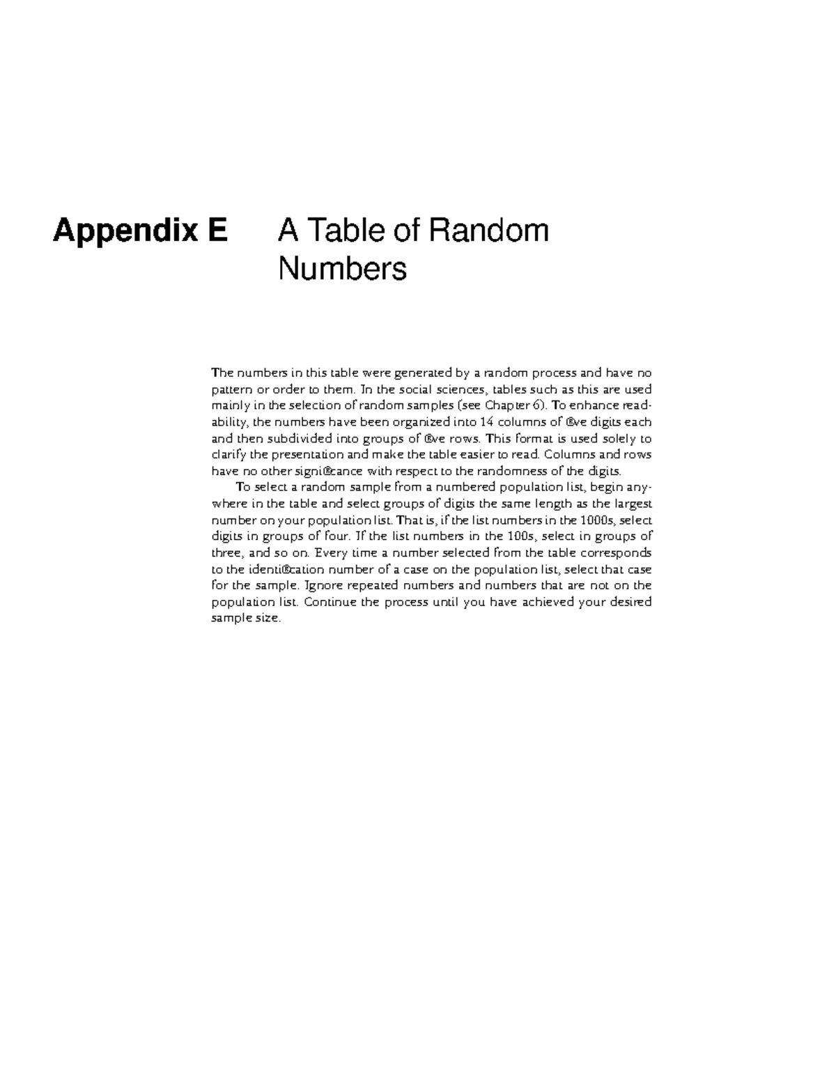 Random Number Table for Social Sciences (Appendix E) - Studocu