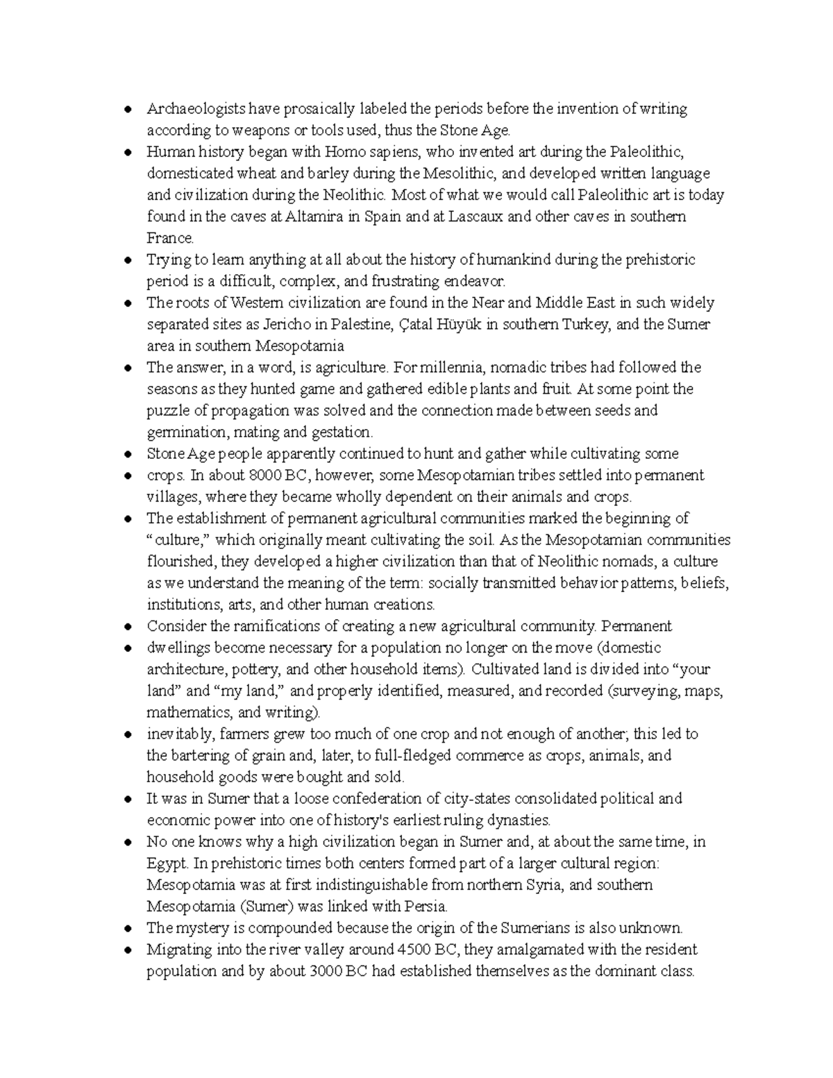 CSTU 101 Chapter 2 Study Notes: The Dawn of Civilization - Studocu
