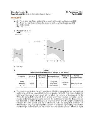 Finals Formulas AND Table - PSYCHOLOGICAL STATISTICS – FORMULAS AND ...