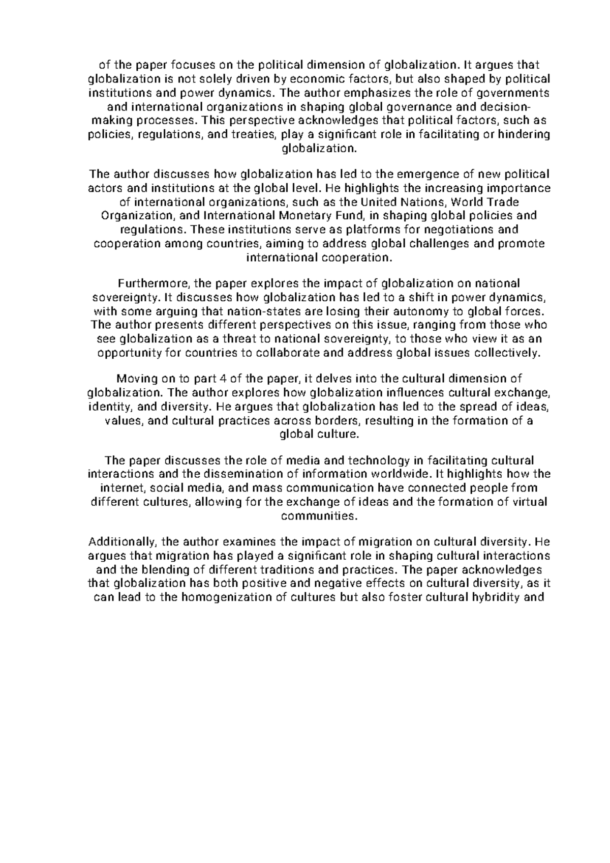 POL 101: Political Dimension of Globalization Analysis Essay - Studocu