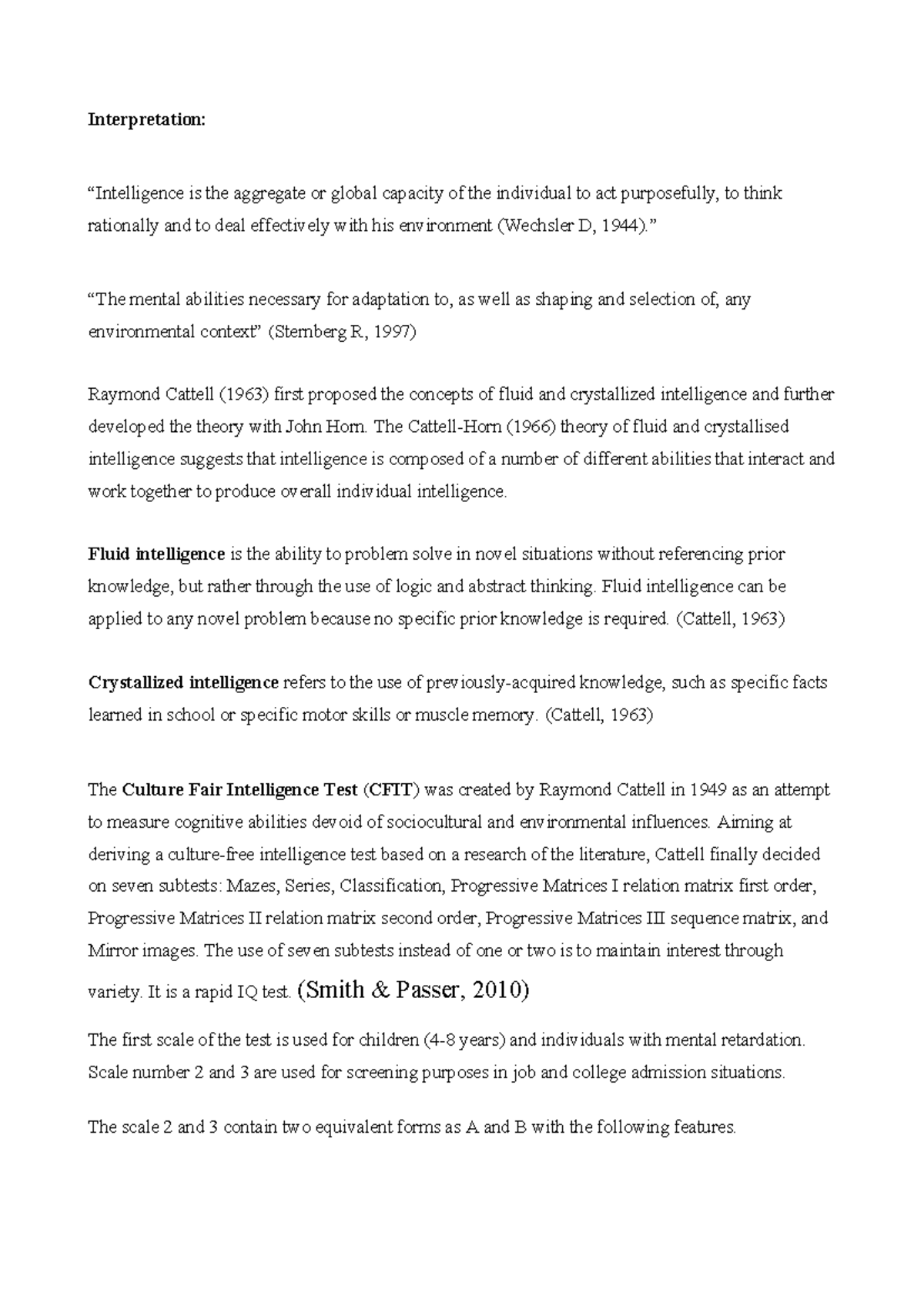 CFIT Analysis: Understanding Fluid and Crystallized Intelligence - Studocu