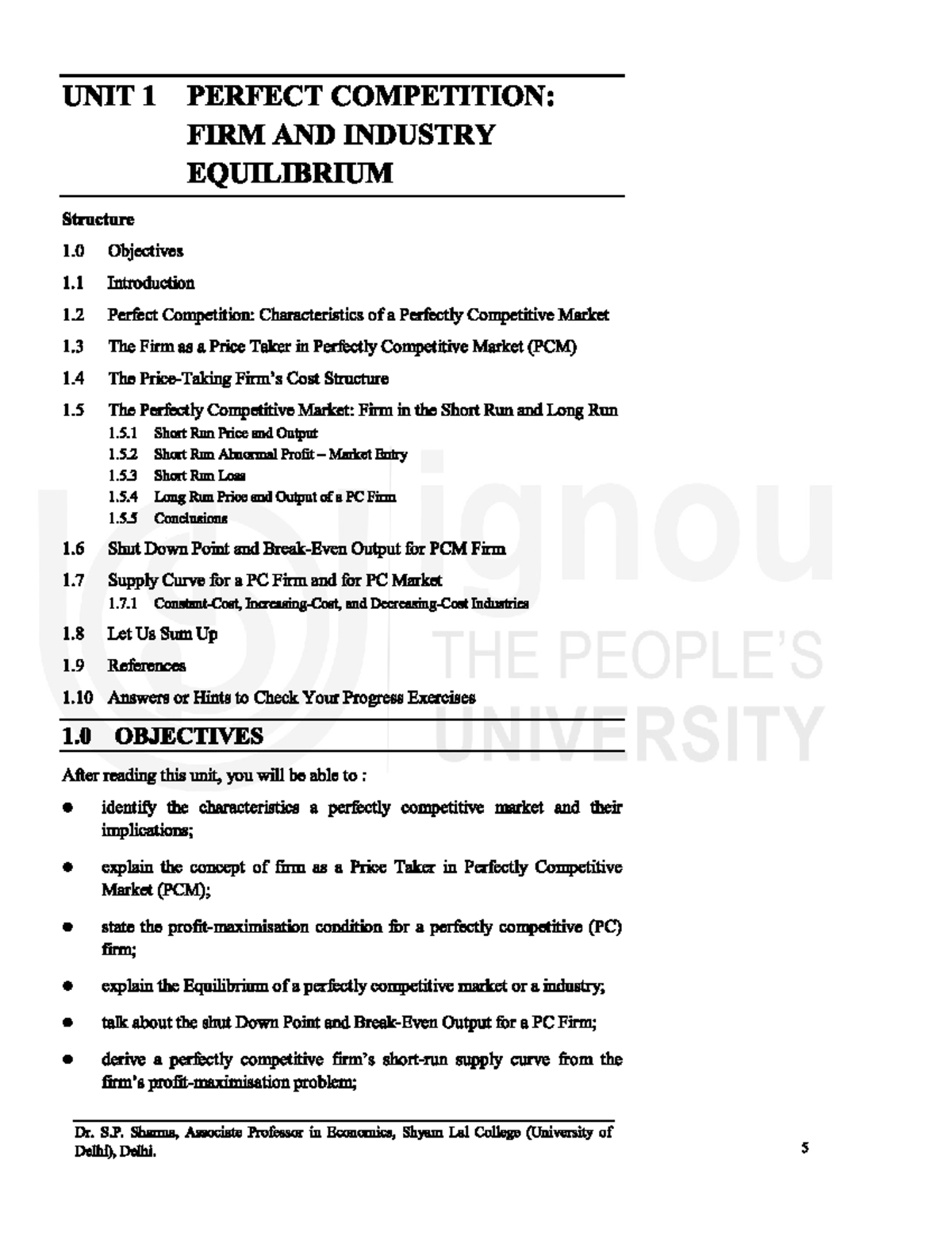 Perfect Competition: Firm and Industry Equilibrium (ECO 101) - Studocu