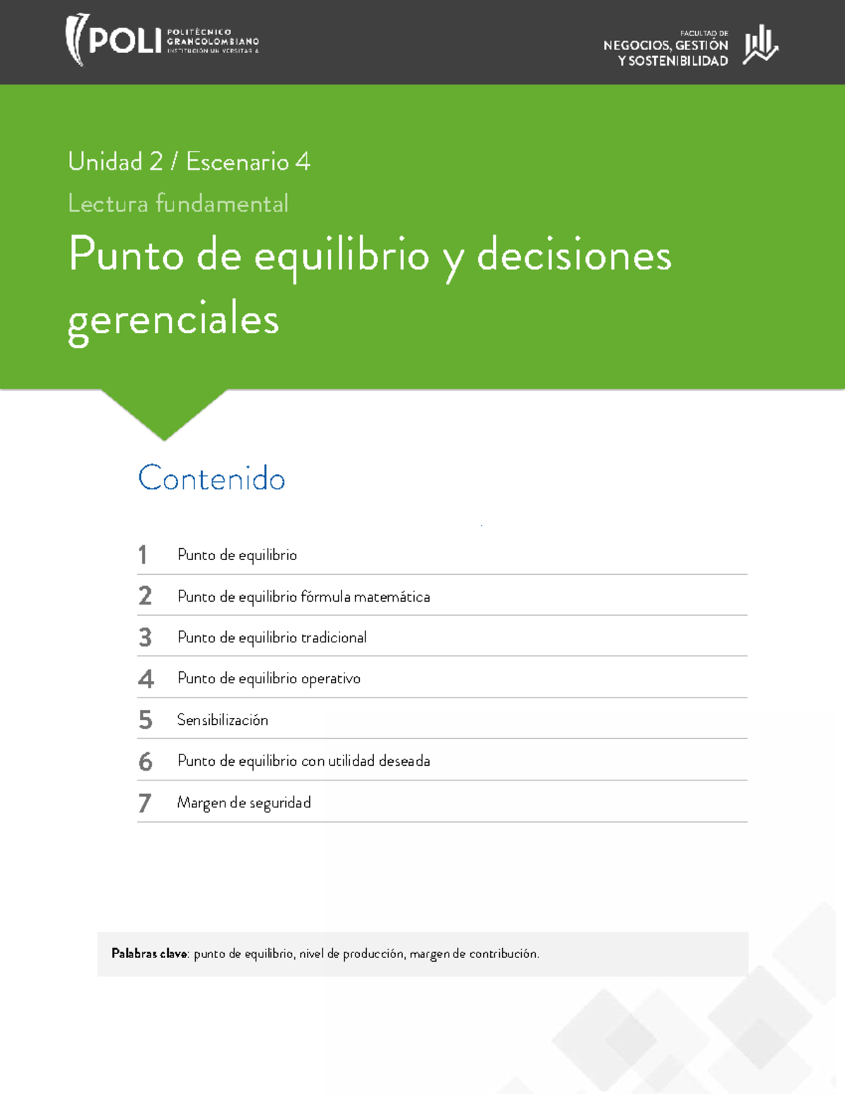 Unidad 2 Escenario 4: Análisis del Punto de Equilibrio y Decisiones ...