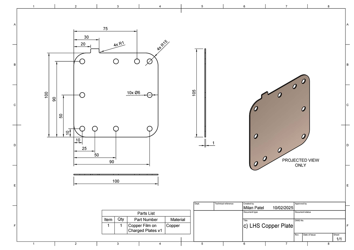 C) LHS Copper Plate Drawing v3 - 1 A 2 3 4 5 6 7 8 1 2 3 4 5 6 7 8 B C ...