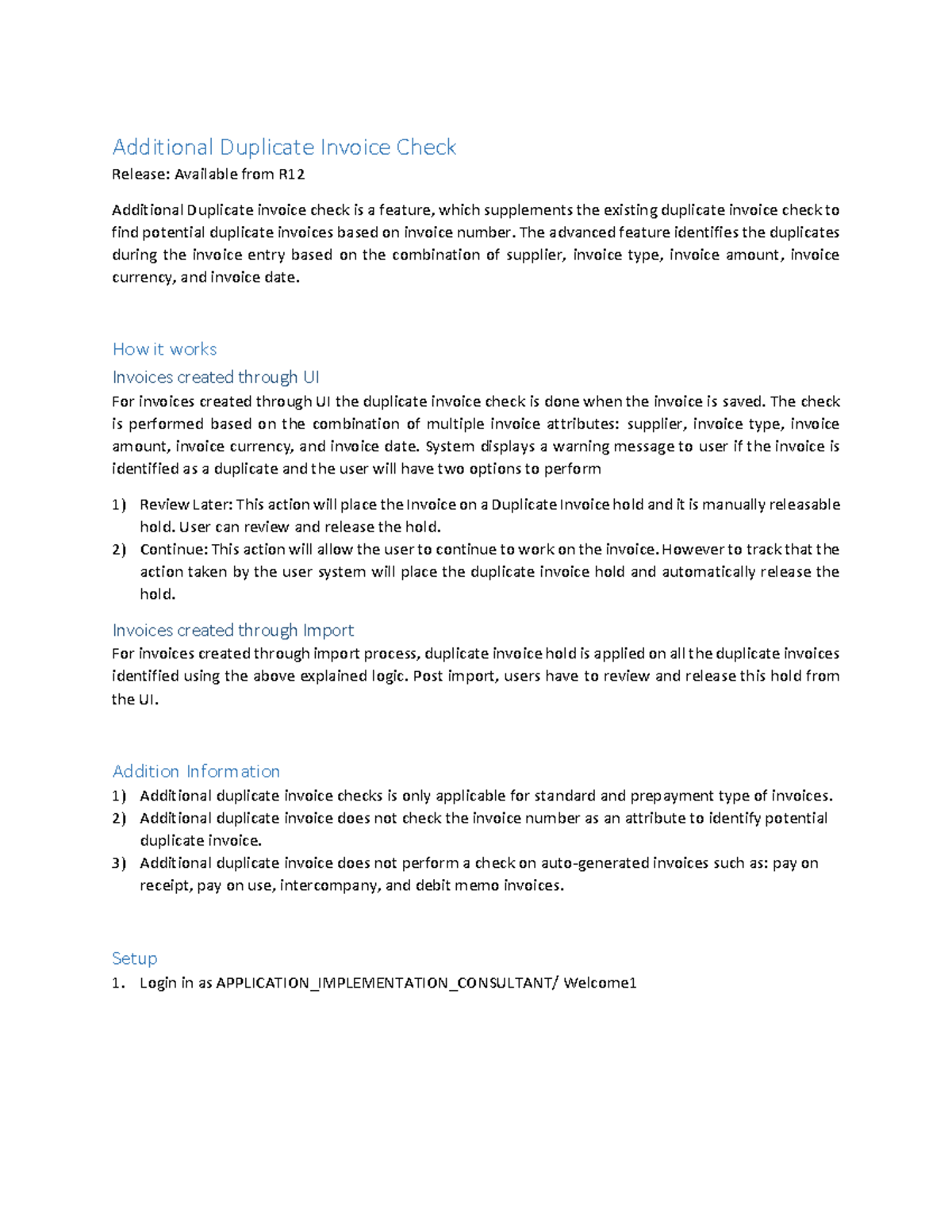 Additional Duplicate Invoice Check Feature Overview - Studocu