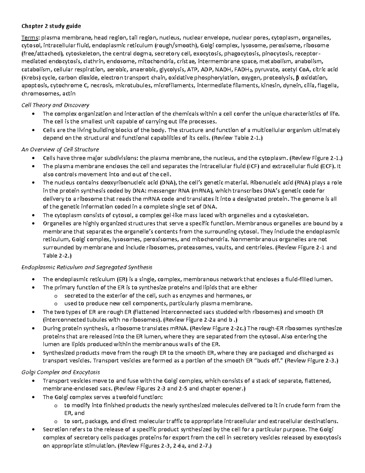 Cell Biology (BIO101) Chapter 2 Study Guide: Key Terms & Concepts - Studocu