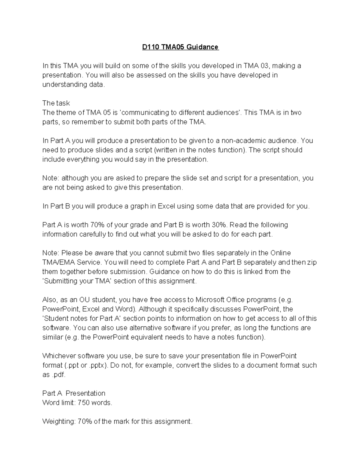 D110 Tma05 Guidance Creating A Presentation For Trainee Counsellors