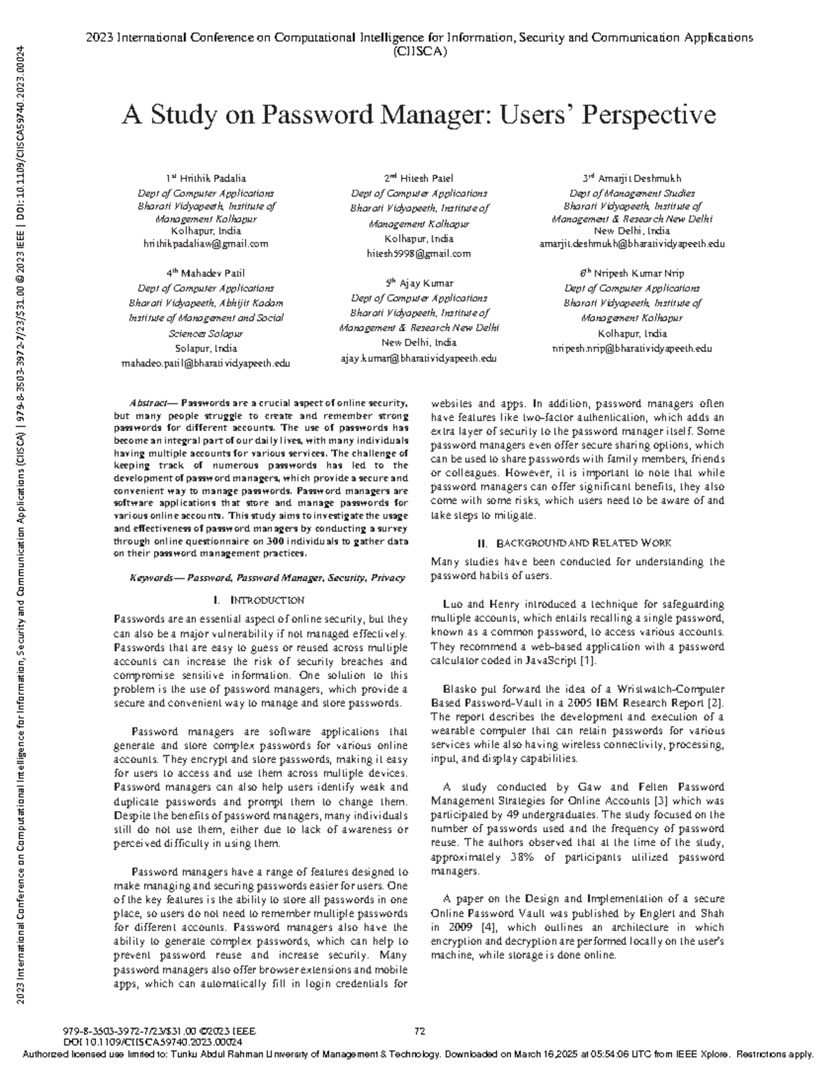A Study on Password Manager Users Perspective-password - - Studocu