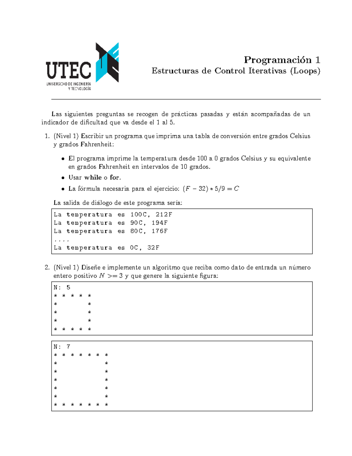Loops - Se tiene la practica de geometria. - Programaci ́on 1 ...