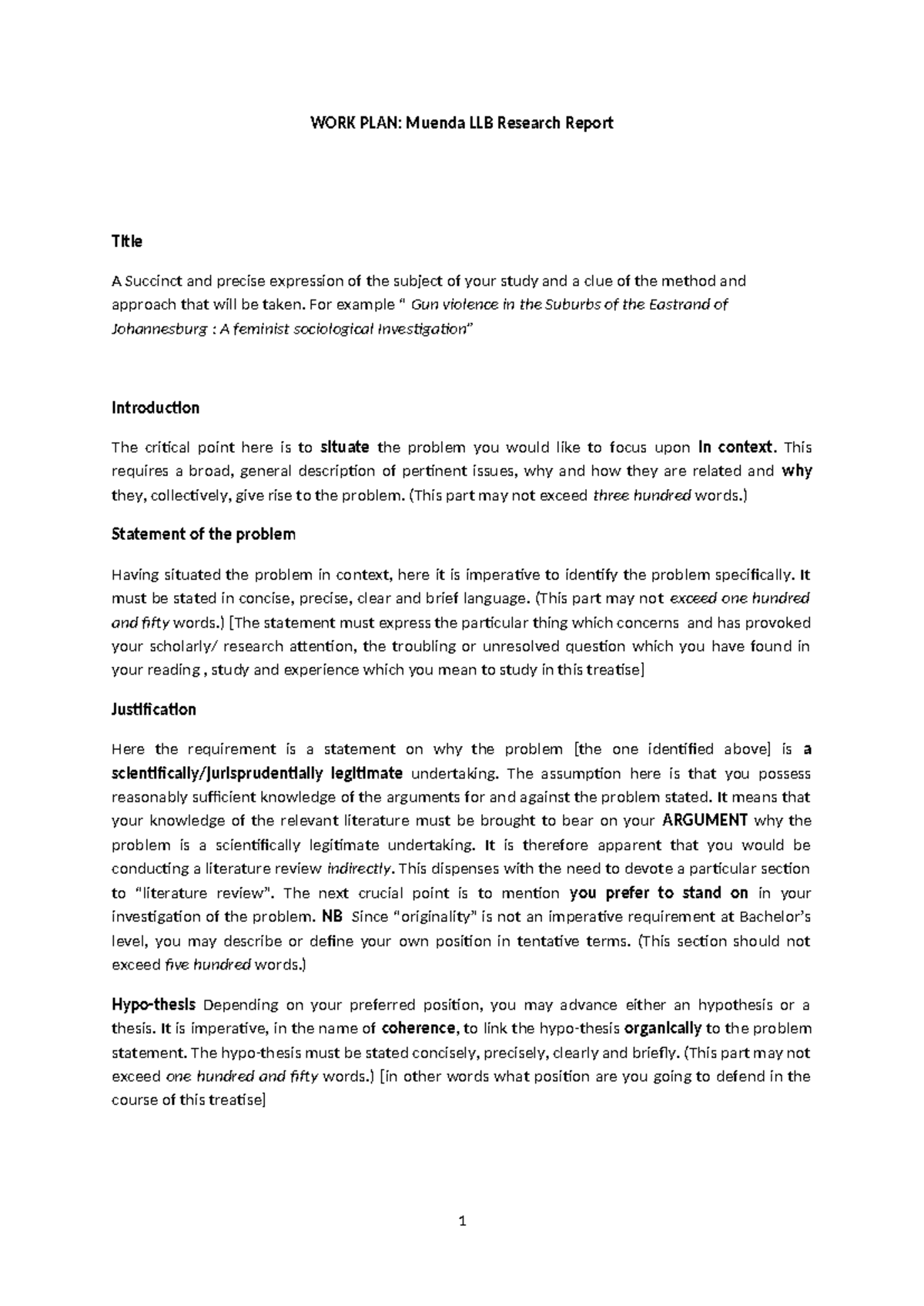 WORK PLAN ESS 2024 - LLB Research Report on Gun Violence - Studocu