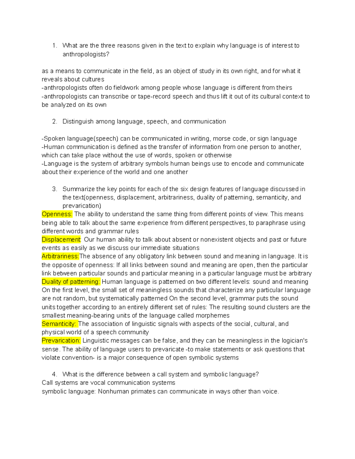 Ant101 Chapter 9 Language Review Questions and Key Concepts - Studocu