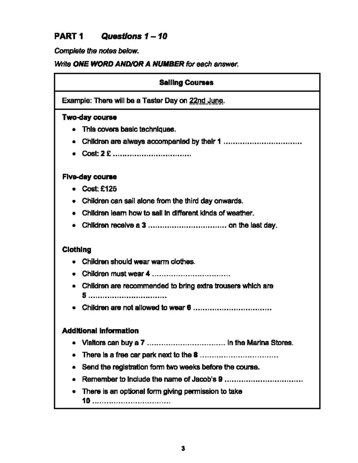 IELTS Listening Test 1 - Volume 6 Notes and Questions - Studocu
