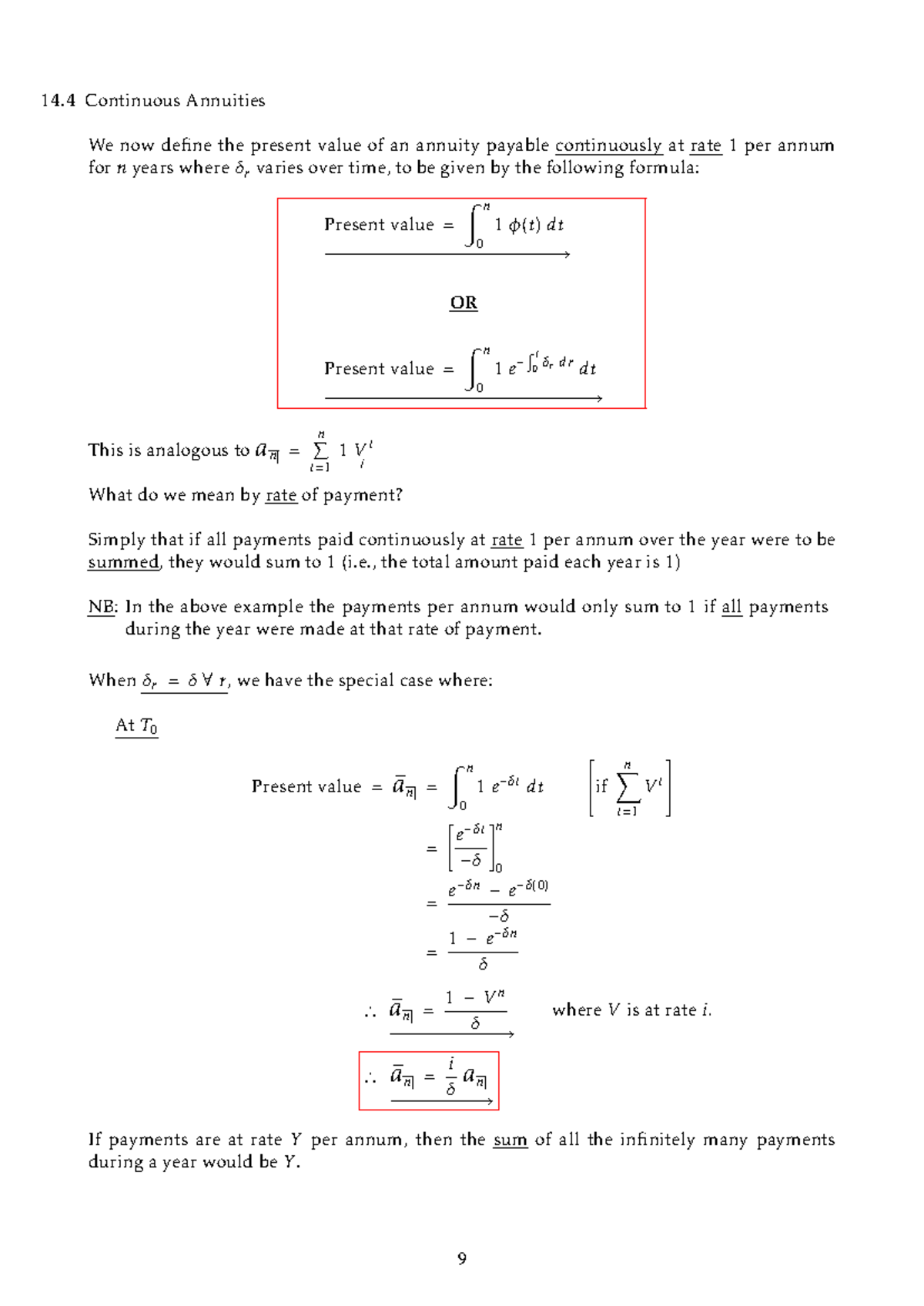 Section 14.4 - Continuous Annuities in Financial Mathematics - Studocu