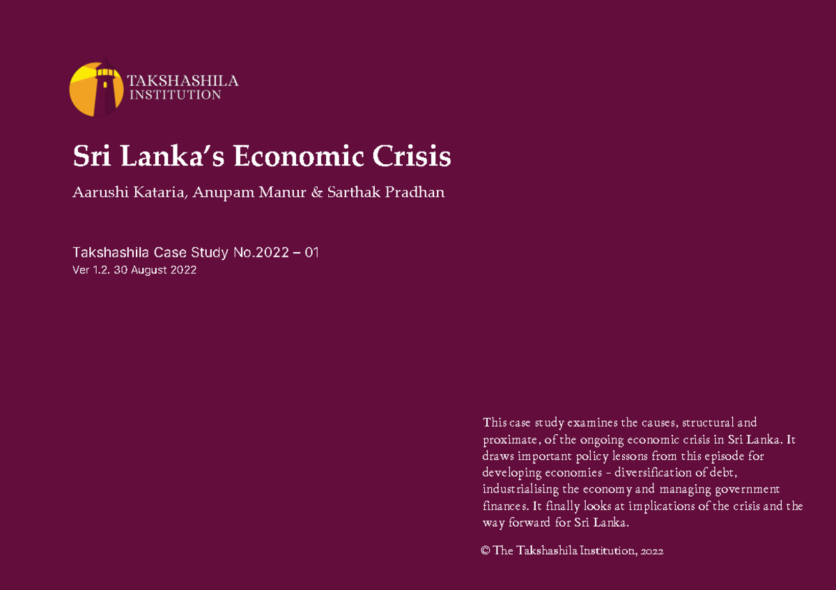 TCS: Sri Lanka's Economic Crisis - Causes & Policy Implications - Studocu