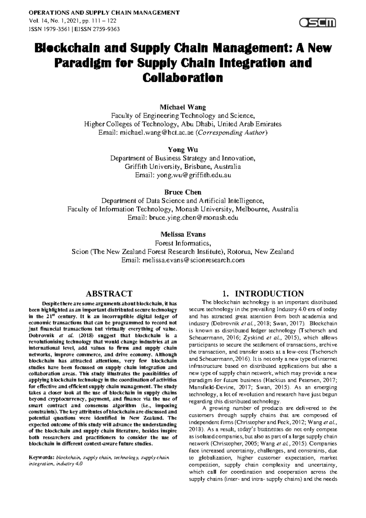 Blockchain Applications in Supply Chain Management: A New Paradigm for ...