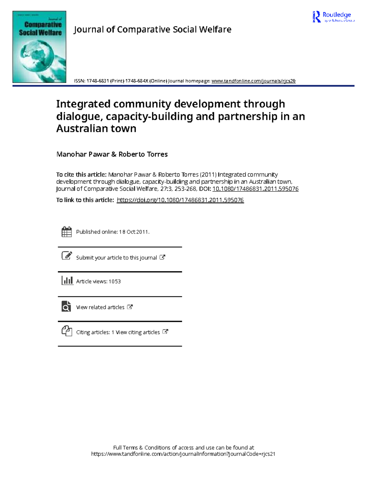 Integrated Community Development: Dialogue & Partnerships in Australia ...