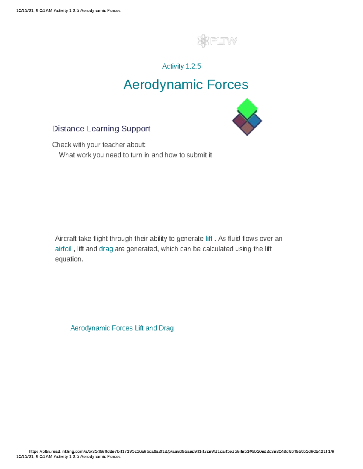 Activity 1.2 Aerodynamic Forces: Analyzing Lift and Drag in Aerospace ...