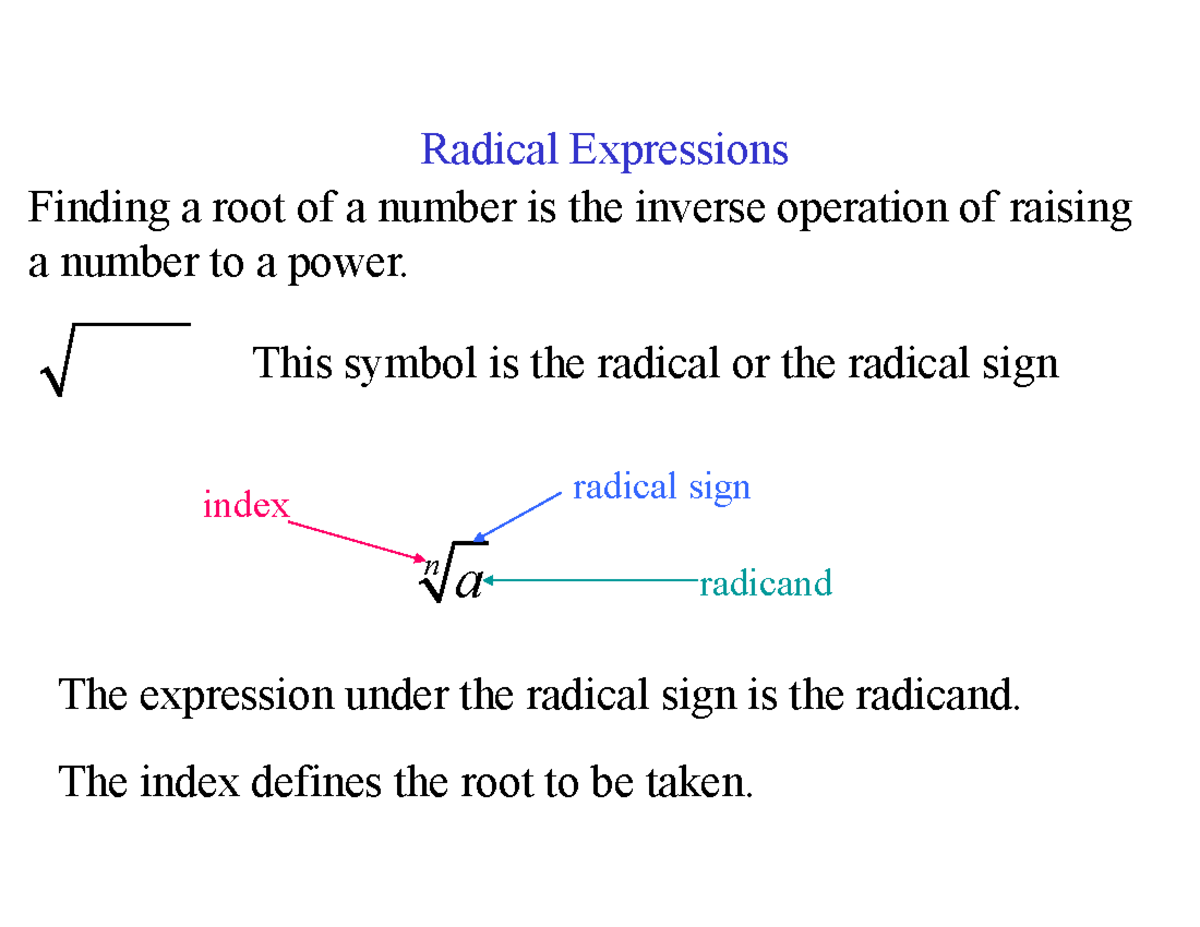 The Radical Sign