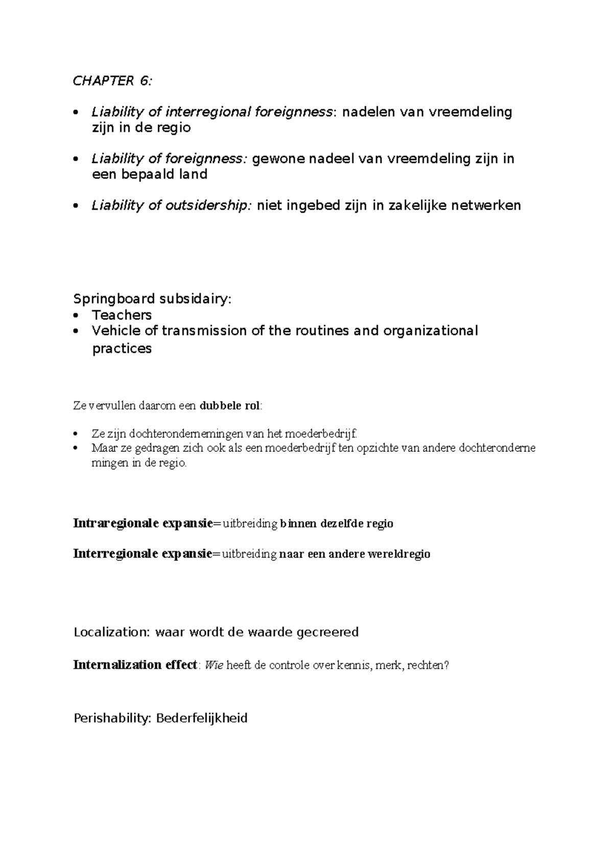 CHAPTER 6: Liability of Foreignness in Interregional Contexts - Studocu