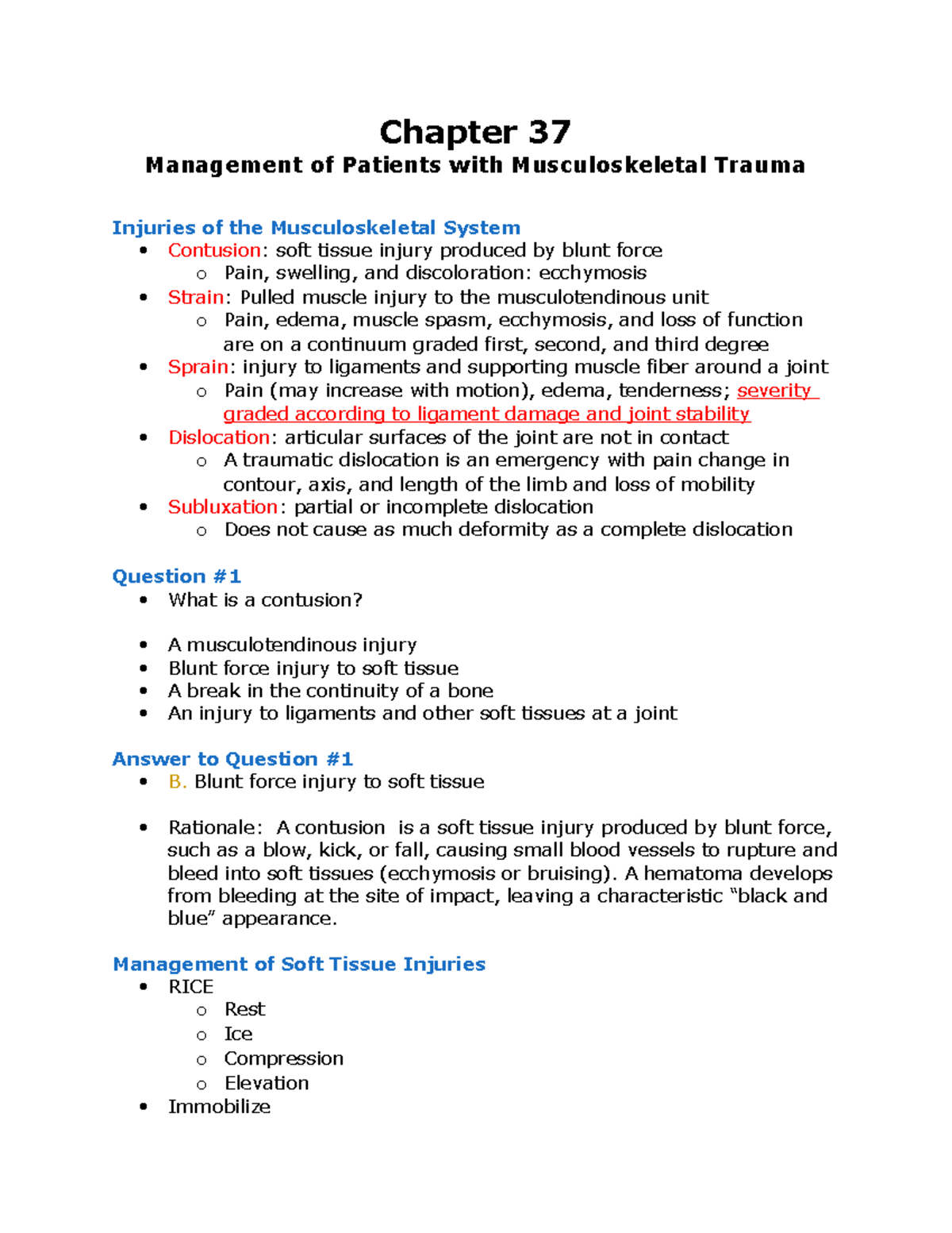 Chapter 37 - Lecture Notes on Musculoskeletal Trauma Management - Studocu